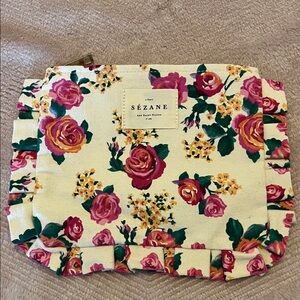 Sézane Floral Pouch - Pink and Yellow